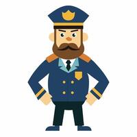 cartoon captain in uniform. captain profession . Isolated on white background. vector