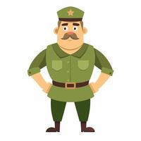 cartoon military man in uniform . profession military man. Isolated on white background.Front view . vector