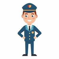cartoon cartoon pilot in uniform . Isolated on white background.Front view vector