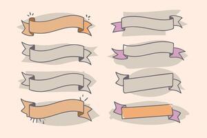 set of hand drawn ribbons and banners vector