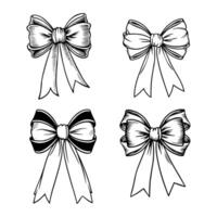 four different bows with ribbons on a white background vector
