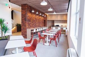 A modern empty canteen in an office building photo