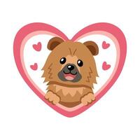 cartoon valentine cute chow chow dog with big heart vector