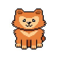 Pixel art a cute pomeranian dog in retro style vector