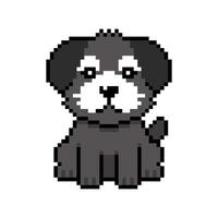 Pixel art a cute dog in retro style for design. vector