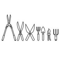 Garden tools icon. Outline illustration of garden tools icon for web design isolated on white background vector