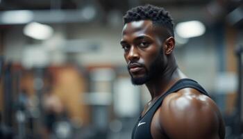 Determination and Strength Muscular Athlete in the Gym photo