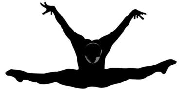 silhouette of a man in a difficult acrobatic jump vector