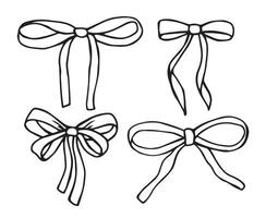 illustration, set with bows. drawing in doodle style vector