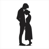 Silhouette of a couple standing in front of each other vector