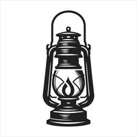 An old lantern with a flame inside vector