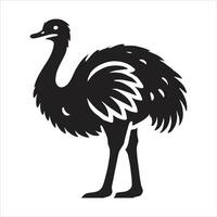 Emu bird silhouette icon isolated on white background vector