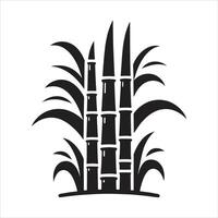 Bamboo tree icon in black and white on a white background vector