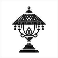 An ornate lamp with a candle on top vector