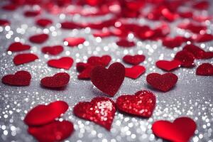Valentine's Day Edition 8 - Shining Scarlet Heart on Glitter Canvas photo
