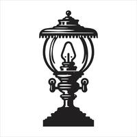 An old fashioned lamp with a light on top vector