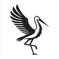 A black and white image of a crane vector