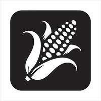 Corn icon in black square on white background vector