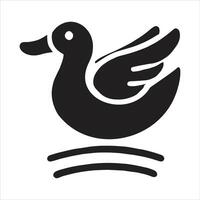 A black and white duck icon on a white background vector