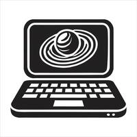 Laptop computer with saturn symbol vector