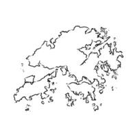 a black and white drawing of a map of hong kong vector