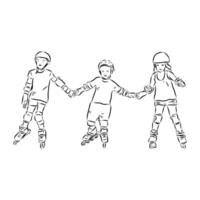 roller skating sketch vector