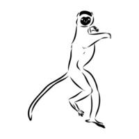 Dancing half-monkey sifaki black sketch vector