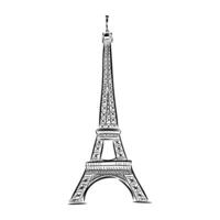 the eiffel tower is drawn in black and white vector