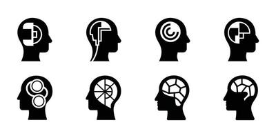 Diverse Human Head Icons Depicting Different Brain Functionality vector