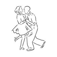Fun swing dance sketch vector