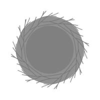Monochrome empty birds nest in grayscale. Thematic spring cards decorative design element concept. Isolated illustration Gritting cards, posting, blogging or web promo leaflets, banners, price vector
