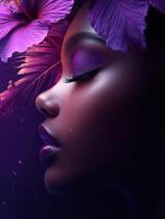 woman album cover for R and B artist with a floral design violet14 photo