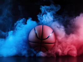basketball on the color smoke background14 photo