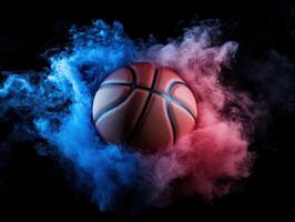 basketball on the color smoke background15 photo