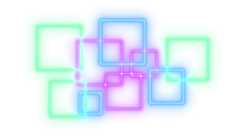 Abstract party retro 90s shiny glowing neon laser geometric shapes patterns on a transparent background. png