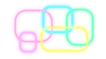 Abstract glowing neon laser geometric shapes patterns on a transparent background. png