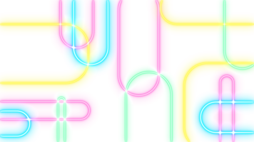 Abstract retro 70s, 80s, 90s glowing neon laser geometric shapes patterns on a transparent background. png