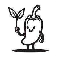 Capsicum Cartoon Embracing Green Life vector