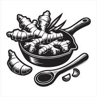 Ginger on the Pan Sizzling Aromas vector