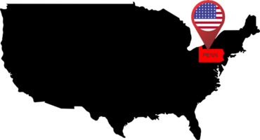 PENN pin map location flag png