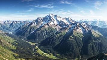 A view of the mountains from a high point photo
