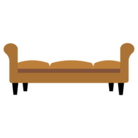 a brown couch on a transparent background png
