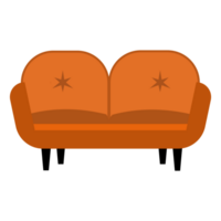 an orange couch with two cushions on it png