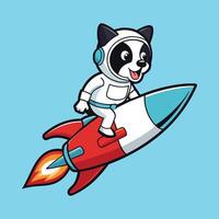 Galactic Journey Cute Border Collie Astronaut Riding Rocket vector