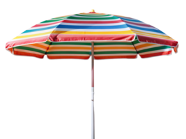 A striped beach umbrella in bold colors like red, green, and blue, perfect for shading a sunny day at the beach or poolside png