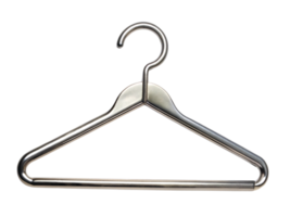 Sleek, minimalist metal hanger with a simple hook and bar design, ideal for organizing clothes neatly in a modern closet png