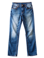 A pair of blue jeans, slightly different wash, with faded patches and defined seams, offering a rugged, stylish appearance png