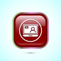 lectures icon design illustration, conference icon, Online seminar sign, Red color square button design vector