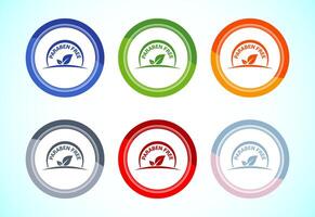 Paraben free icon, suitable for product label, 6 color button design vector