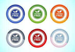 Paraben free icon, suitable for product label, 6 color button vector